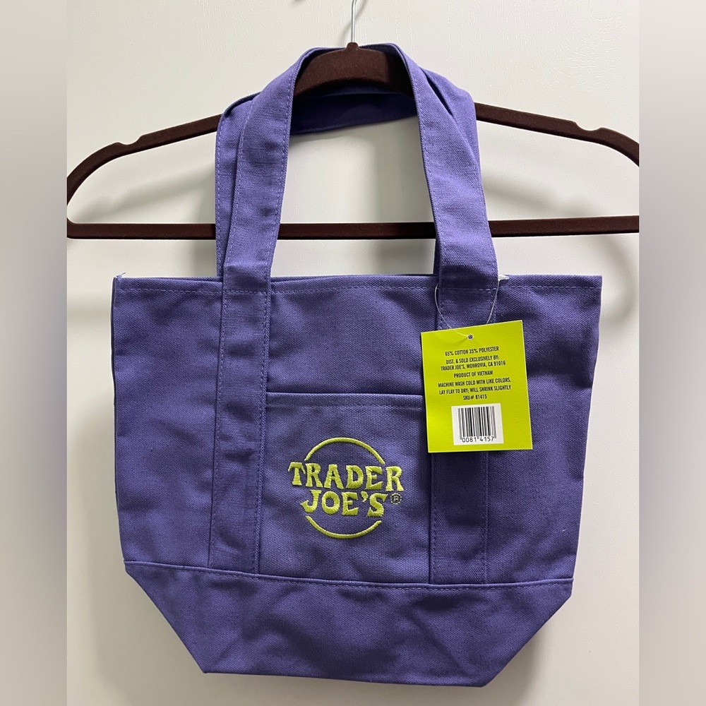 Trader Joe’s Trick or Treat Canvas Tote - Mini Tote - Purple NWT